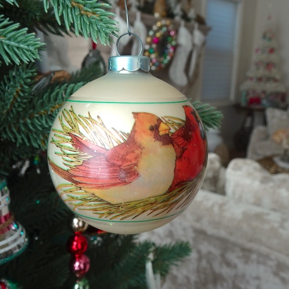 Hallmark Other - Vintage Hallmark Cards Inc. Christmas 1976 2 Sided Cardinal Glass Ball Ornament